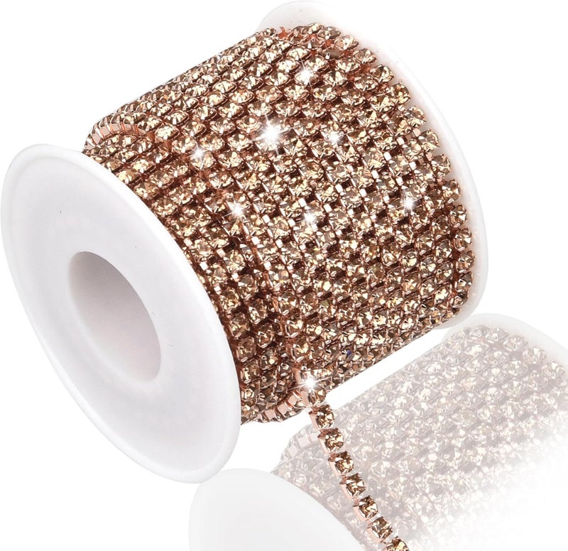 Dropower 4MM Crystal Rhinestone Close Chain Trim 10 Yards Rhinestone Banding Claw Cup Chain for Sewing Crafts, DIY Decoration, Jewelry, Clothing, Shoes Champion - Image 1